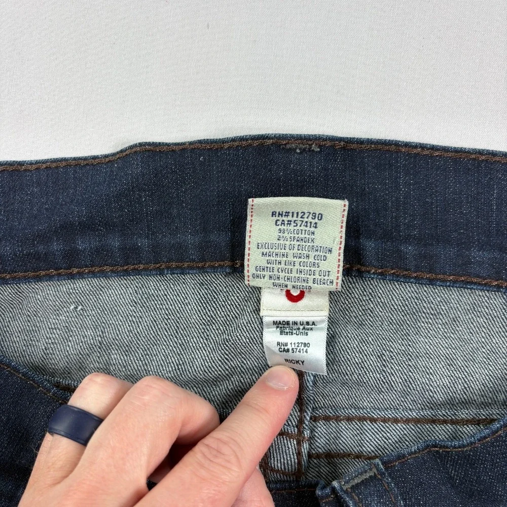 True Religion Jeans Mens 36 (Fits 38x34) Blue Ricky‎ Straight Leg Flap Pockets